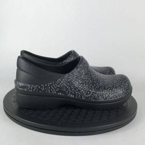 Crogs Neria Pro II Slip Resistant Work Clogs Black Polka Dot Women's Size 7 - Picture 4 of 12